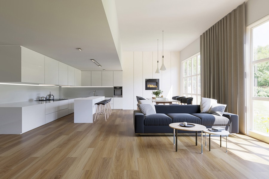 Modern hybrid Blackbutt flooring ideas for a living room