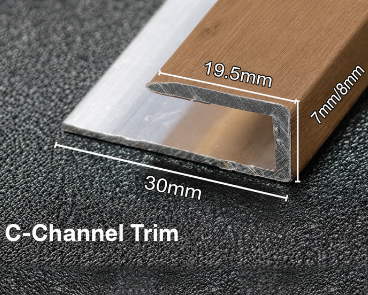 Aluminium C-Channel Vinyl Wrapped 7/8mm - Aged Oak 2.52m - Image 2