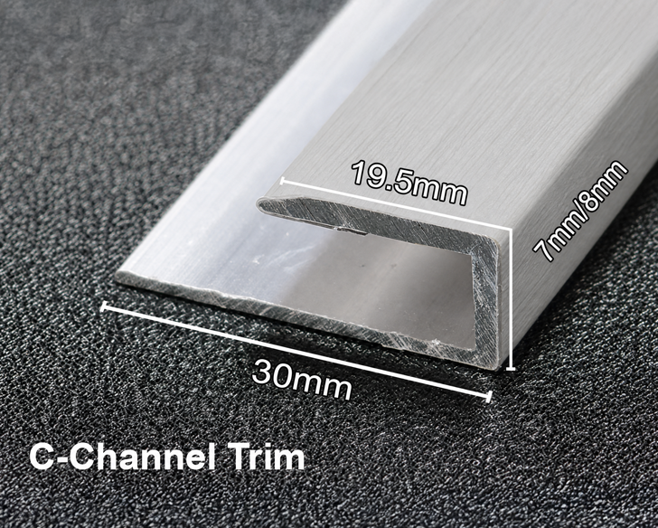 Aluminium C-Channel Vinyl Wrapped 7/8mm - Light Grey 2.52m - Image 2