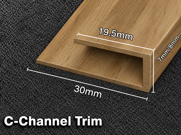 Aluminium C-Channel Vinyl Wrapped 7/8mm - Native Blackbutt 2.52m - Image 2