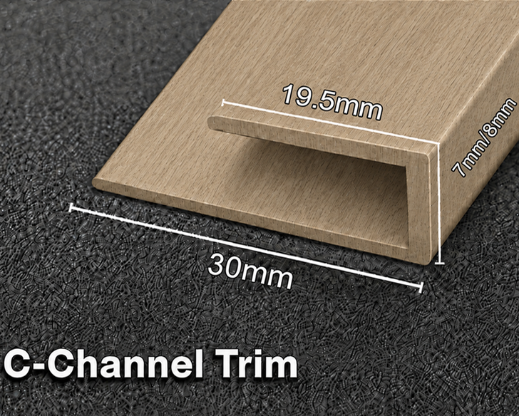 Aluminium C-Channel Vinyl Wrapped 7/8mm - Natural Oak 2.52m - Image 2