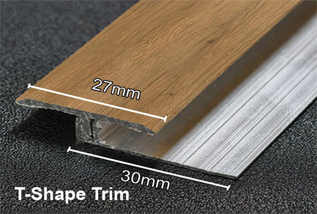 Aluminium T - Shape Trim Vinyl Wrapped & Base - French Oak 2.52m - Image 2
