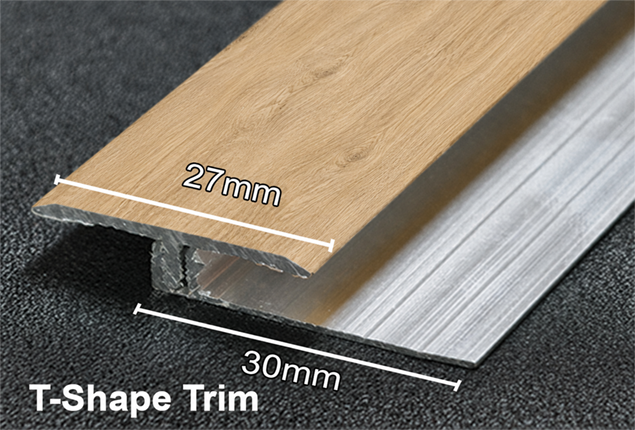 Aluminium T - Shape Trim Vinyl Wrapped & Base - Light Oak 2.52m - Image 2