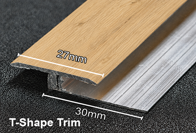 Aluminium T - Shape Trim Vinyl Wrapped & Base - Hampton Oak 2.52m - Image 2